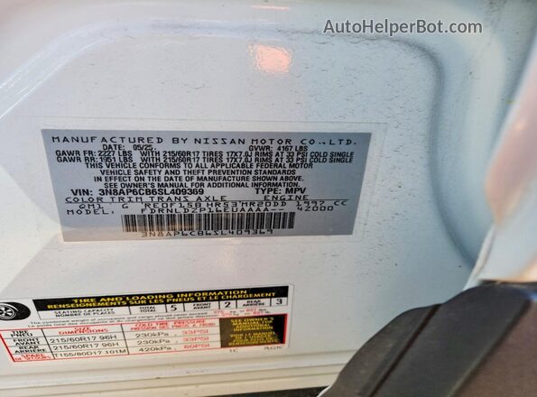 3N8AP6CB6SL409369 2025 NISSAN KICKS White Engine compartment view