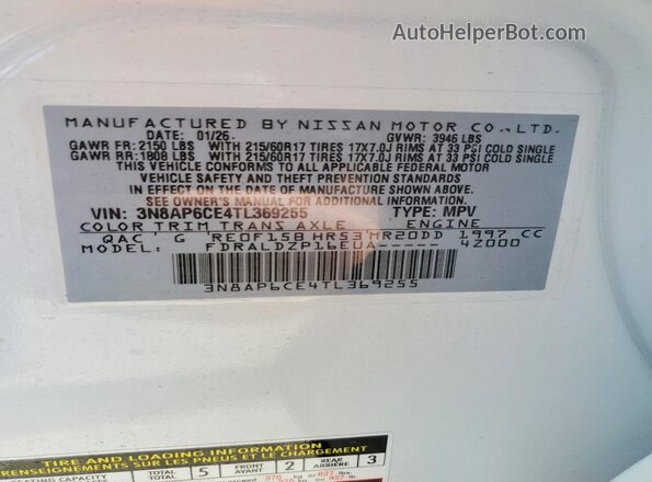 3N8AP6CE4TL369255 2026 NISSAN KICKS White 