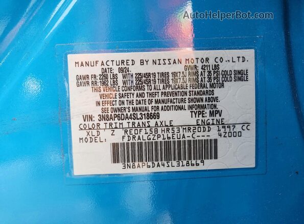 3N8AP6DA4SL318669 2025 NISSAN KICKS Blue 