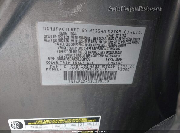 3N8AP6DAXSL338103 2025 NISSAN KICKS Gray Շարժիչի բաժամունքի տեսք