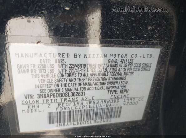 3N8AP6DB0SL362631 2025 NISSAN KICKS Черный Вид подкапотного пространства