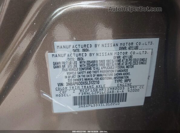 3N8AP6DDXSL312210 2025 NISSAN KICKS Brown 