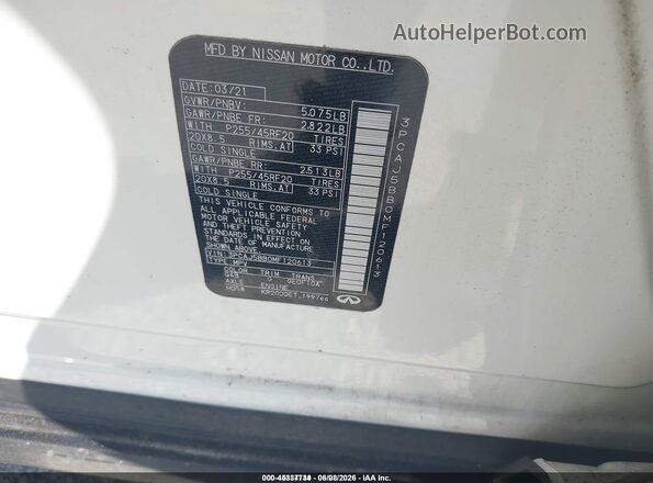 3PCAJ5BB0MF120613 2021 INFINITI QX50 White Vista del compartimento del motor