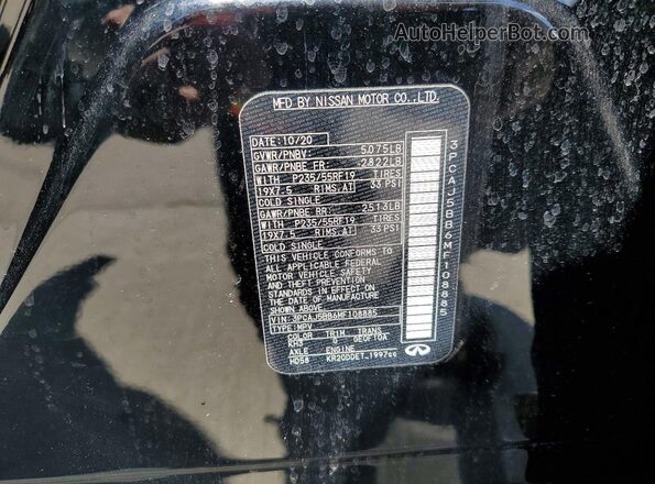 3PCAJ5BB6MF108885 2021 INFINITI QX50 Черный Вид наклейки с VIN-кодом