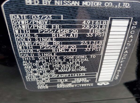 3PCAJ5FA2PF116133 2023 INFINITI QX50 Black 