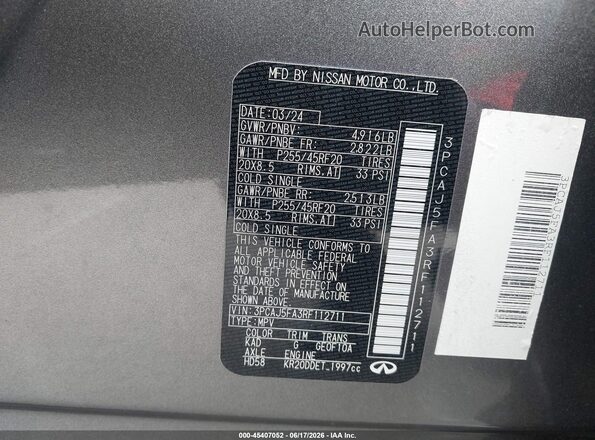 3PCAJ5FA3RF112711 2024 INFINITI QX50 Gray Շարժիչի բաժամունքի տեսք