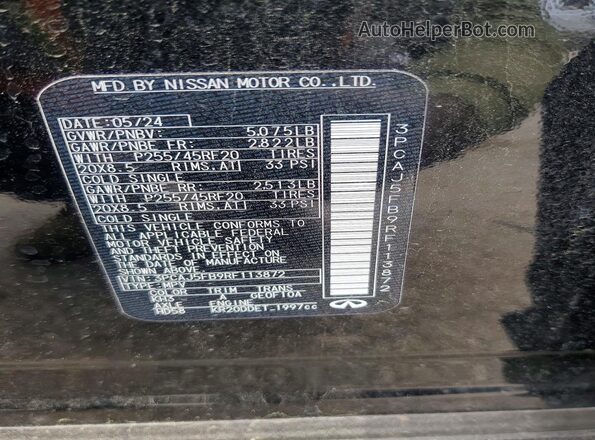 3PCAJ5FB9RF113872 2024 INFINITI QX50 Black Widok wnętrza 360 stopni