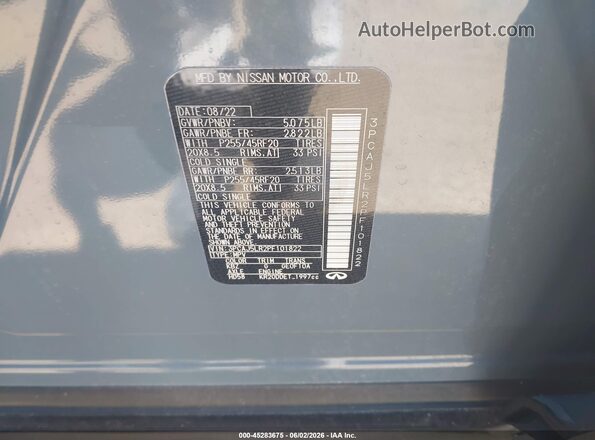 3PCAJ5LR2PF101822 2023 INFINITI QX55 Серебряный Вид подкапотного пространства