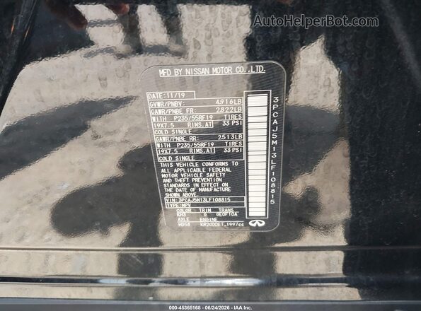 3PCAJ5M13LF108815 2020 INFINITI QX50 Black Вид підкапотного простору