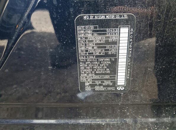 3PCAJ5M30LF114329 2020 INFINITI QX50 Синий Вид наклейки с VIN-кодом