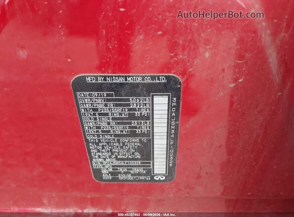 3PCAJ5M34LF102328 2020 INFINITI QX50 Красный Вид подкапотного пространства