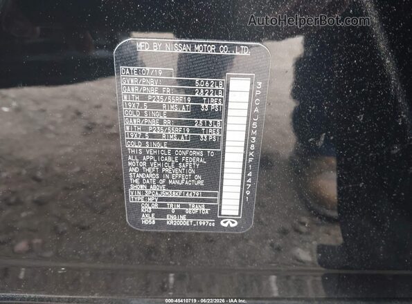 3PCAJ5M38KF144791 2019 INFINITI QX50 Black ძრავის განყოფილების ხედი