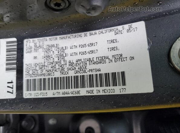 3TMBZ5DNXHM010013 2017 TOYOTA TACOMA Gray Engine compartment view