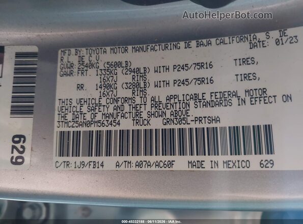 3TMCZ5AN0PM563454 2023 TOYOTA TACOMA Silver Շարժիչի բաժամունքի տեսք