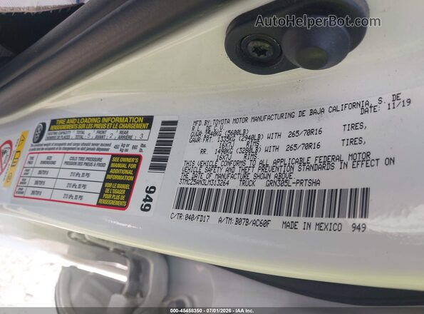 3TMCZ5AN3LM313264 2020 TOYOTA TACOMA White Շարժիչի բաժամունքի տեսք