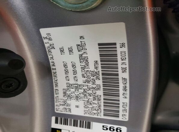 3TMCZ5AN6KM190932 2019 TOYOTA TACOMA Silver VIN կոդի պիտակի տեսք