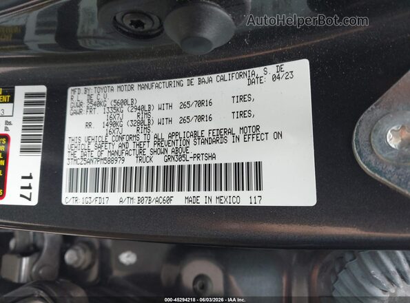 3TMCZ5AN7PM588979 2023 TOYOTA TACOMA Gray Engine compartment view