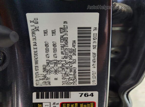 3TMCZ5ANXMM404419 2021 TOYOTA TACOMA Gray Vista del compartimento del motor