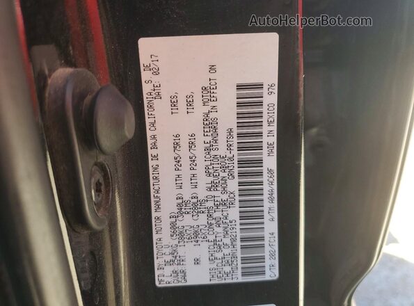 3TMDZ5BN1HM021915 2017 TOYOTA TACOMA Black VIN կոդի պիտակի տեսք
