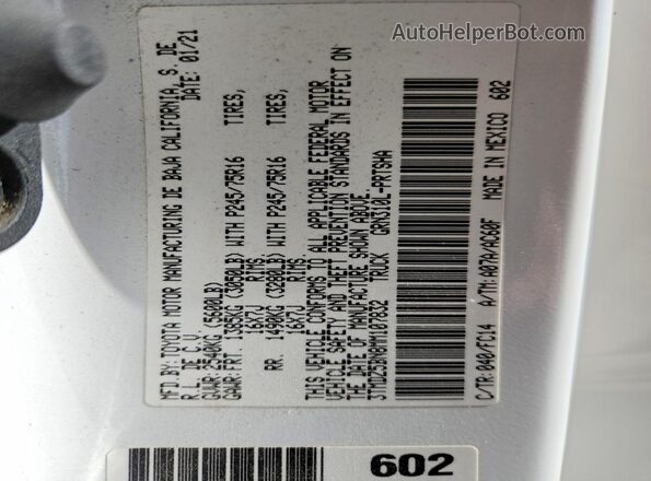3TMDZ5BN8MM107832 2021 TOYOTA TACOMA White ძრავის განყოფილების ხედი