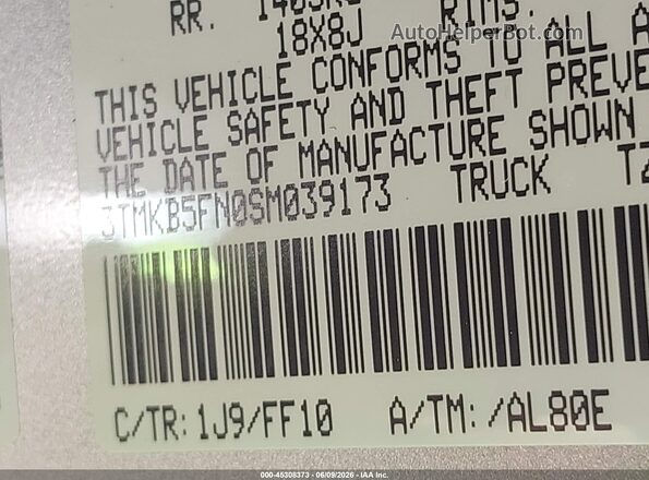 3TMKB5FN0SM039173 2025 TOYOTA TACOMA Серебряный Вид подкапотного пространства