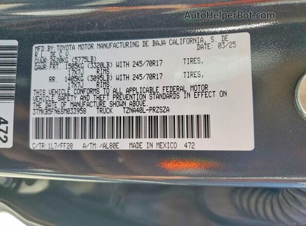 3TMKB5FN6SM033958 2025 TOYOTA TACOMA Black 