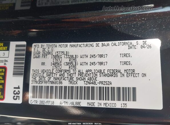 3TMKB5FN9TM068186 2026 TOYOTA TACOMA Black Շարժիչի բաժամունքի տեսք
