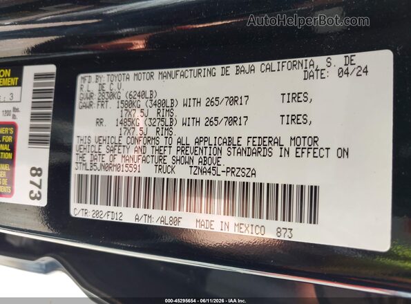 3TMLB5JN0RM015591 2024 TOYOTA TACOMA Black Engine compartment view
