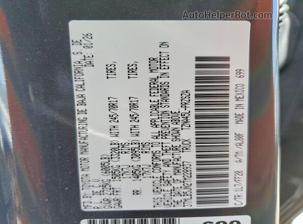 3TMLB5JN2TM228937 2026 TOYOTA TACOMA Gray 