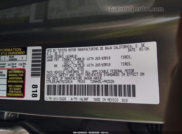 3TMLB5JN6TM232814 2026 TOYOTA TACOMA Green 