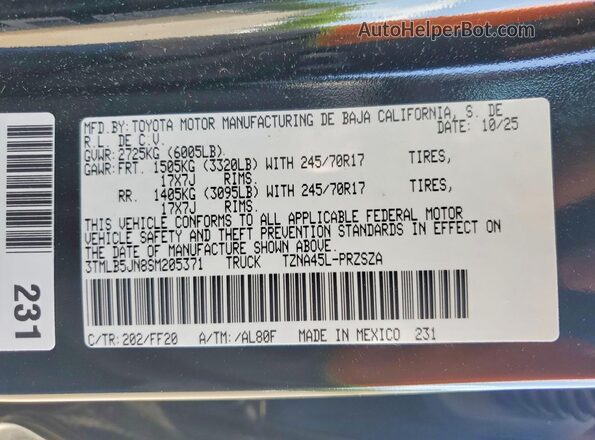 3TMLB5JN8SM205371 2025 TOYOTA TACOMA Black 