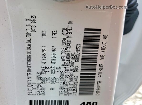 3TMLB5JNXSM174012 2025 TOYOTA TACOMA White 