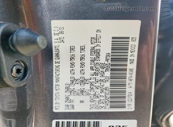 3TYAX5GN2MT031059 2021 TOYOTA TACOMA Gray Вид наклейки з VIN-кодом