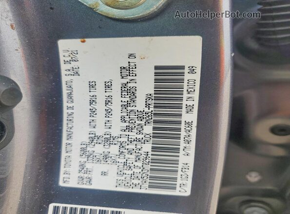 3TYAX5GN3MT029644 2021 TOYOTA TACOMA Gray Вид наклейки з VIN-кодом
