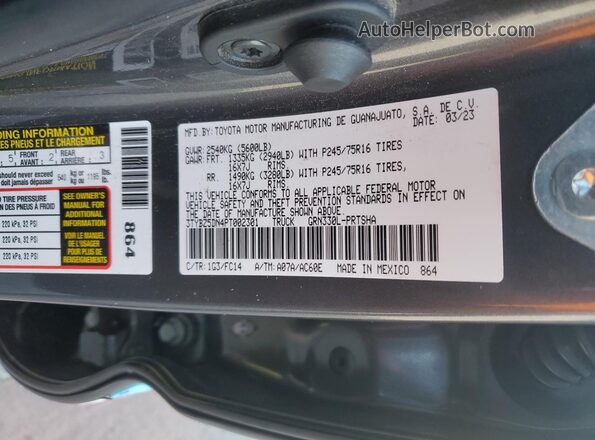 3TYBZ5DN4PT002301 2023 TOYOTA TACOMA Gray Շարժիչի բաժամունքի տեսք