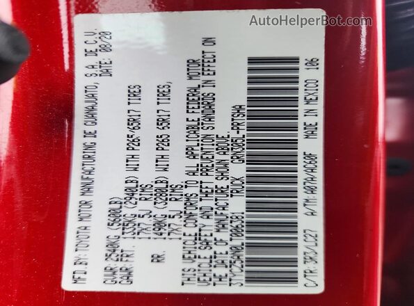 3TYCZ5AN0LT006381 2020 TOYOTA TACOMA Red 