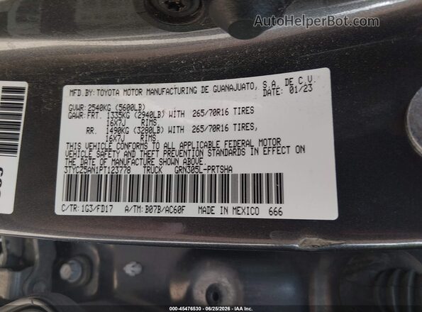 3TYCZ5AN1PT123778 2023 TOYOTA TACOMA Gray Engine compartment view