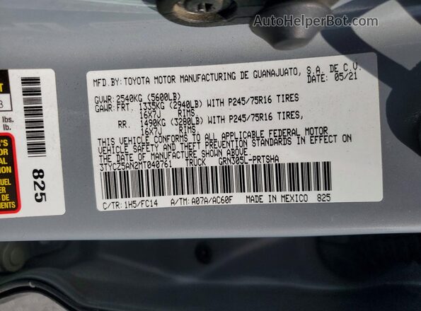 3TYCZ5AN2MT040761 2021 TOYOTA TACOMA Silver 