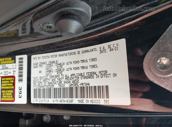 3TYCZ5AN4MT035285 2021 TOYOTA TACOMA Black ძრავის განყოფილების ხედი