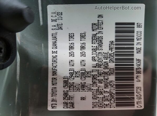 3TYCZ5AN5PT114579 2023 TOYOTA TACOMA Gray Vista del compartimento del motor