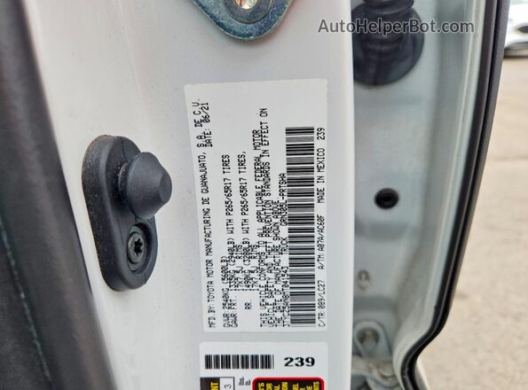 3TYCZ5AN8MT041543 2021 TOYOTA TACOMA White Vista de la etiqueta del VIN