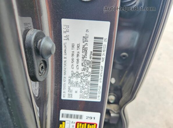 3TYCZ5ANXNT072553 2022 TOYOTA TACOMA Gray VIN կոդի պիտակի տեսք