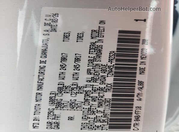 3TYLB5JN9TT116303 2026 TOYOTA TACOMA White Вид підкапотного простору