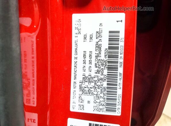 3TYLB5JNXRT057805 2024 TOYOTA TACOMA Red Vista del compartimento del motor