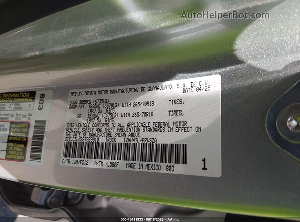 3TYLC5LN2ST028010 2025 TOYOTA TACOMA HYBRID Silver Engine compartment view