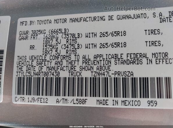 3TYLC5LN4RT007430 2024 TOYOTA TACOMA HYBRID Silver Engine compartment view