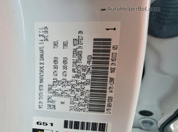 3TYLC5LN5RT011714 2024 TOYOTA TACOMA White Widok komory silnika