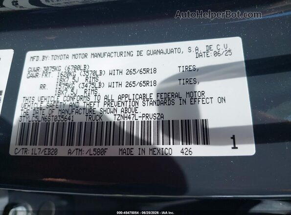 3TYLC5LN6ST035641 2025 TOYOTA TACOMA HYBRID Gray Widok komory silnika
