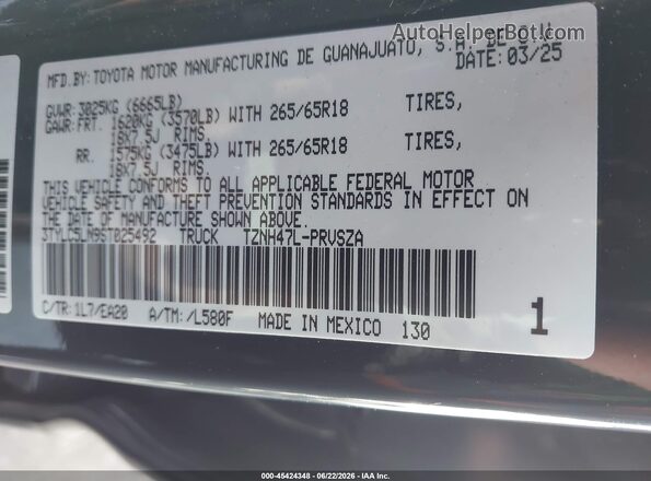 3TYLC5LN9ST025492 2025 TOYOTA TACOMA HYBRID Gray Vista del compartimento del motor