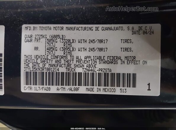 3TYLD5KN3RT001214 2024 TOYOTA TACOMA Gray Widok komory silnika